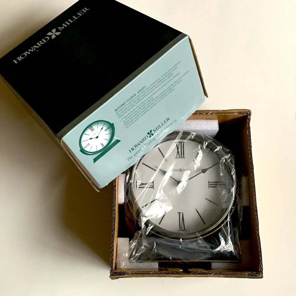 NIB HOWARD MILLER Clock Classic Standing Desk Table Roman Numerals